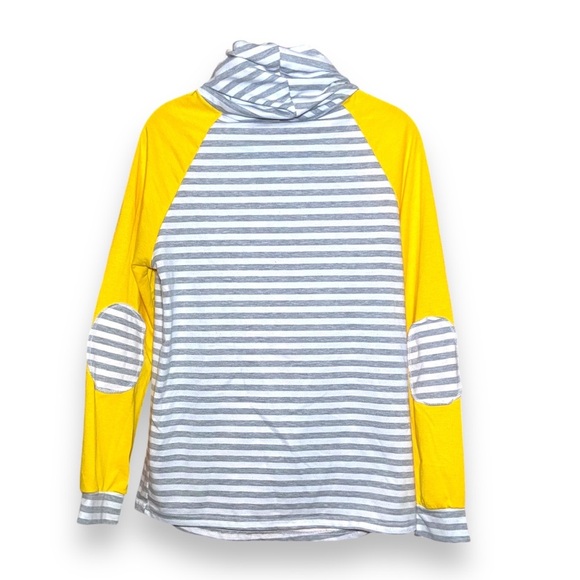 5/$25 Striped printed cowl neck sweatshirt elbow patches medium cotton blend - Picture 3 of 5